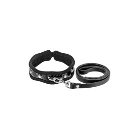 Collier à clou et strass avec laisse