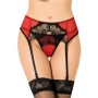 Porte-jarretelles dentelle et string Noir/Rouge