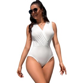 Body moulant Couleur Blanc Drapé