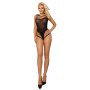 Body moulant en résille à découpes sexy Couleur Noir