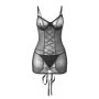 Nuisette transparente avec laçage au dos Couleur Rouge ou Noir