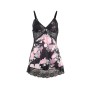 Nuisette fleurie et string Couleur Noir