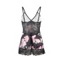 Nuisette fleurie et string Couleur Noir