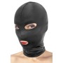 Cagoule BDSM yeux et bouche ouvert spandex noir